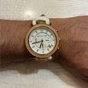 Michael Kors Gold-Tone and White Chronograph Watch